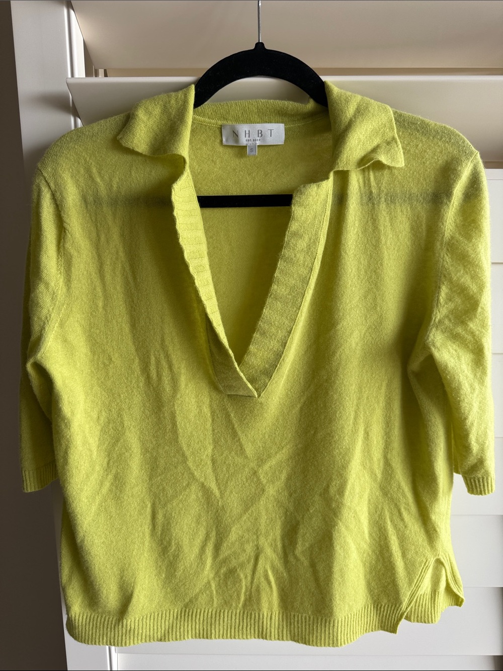 NHBT Lime Green V-Neck Polo Cashmere Sweater! 💚💚💚💚